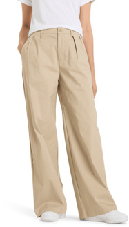 New Balance Boylston Twill Trouser Broeken Dames - Beige - Maat M - Katoen Jersey