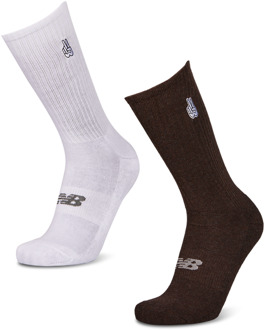 New Balance Crew 2 Pack Sokken Unisex - Wit - Maat 39-42 - Katoen White