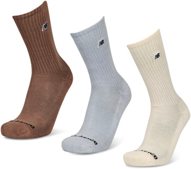 New Balance Crew 3 Pack Sokken Unisex - Beige - Maat 39-42 - Katoen