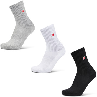 New Balance Crew 3 Pack Sokken Unisex - Wit - Maat 43-46 - Katoen White