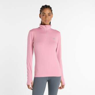 New Balance Essentials Space Dye Quarter Zip Longsleeve Dames-pink - XS