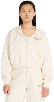 New Balance fleece Hoodies Dames - Beige - Maat XS - Katoen Jersey