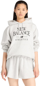 New Balance fleece Hoodies Dames - Grijs - Maat S - Katoen Jersey Grey