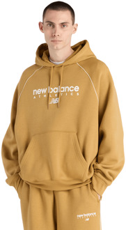 New Balance fleece Hoodies Heren - Beige - Maat S - Katoen Jersey