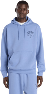 New Balance fleece Hoodies Heren - Blauw - Maat L - Katoen Jersey Blue