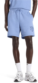 New Balance fleece Korte Broeken Heren - Blauw - Maat M - Katoen Jersey Blue