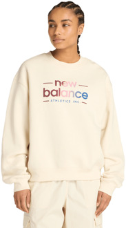New Balance fleece Sweatshirts Dames - Beige - Maat M - Katoen Jersey