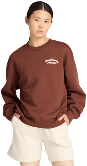 New Balance fleece Sweatshirts Dames - Bruin - Maat L - Katoen Jersey Brown
