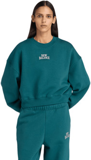 New Balance fleece Sweatshirts Dames - Groen - Maat L - Katoen Jersey Green