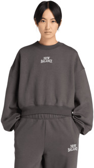 New Balance fleece Sweatshirts Dames - Zwart - Maat XS - Katoen Jersey Black