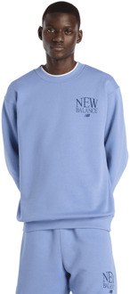 New Balance fleece Sweatshirts Heren - Blauw - Maat M - Katoen Jersey Blue