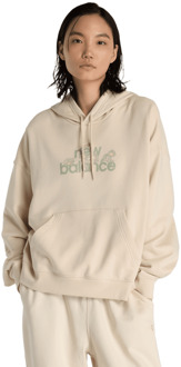 New Balance Flower Hoodie Hoodies Dames - Beige - Maat L - Katoen Jersey