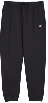 New Balance Geborstelde Fleece Sweatpants met Logo New Balance , Blue , Heren - L,Xs