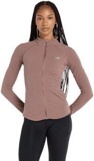 New Balance Harmony Full Zip Sweatshirts Dames - Bruin - Maat S - Poly Jersey Brown