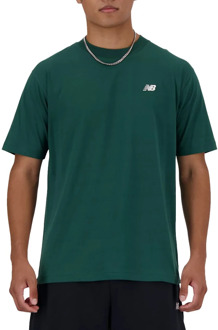 New Balance Klassiek Katoenen T-Shirt Lente/Zomer Collectie New Balance , Green , Heren - L,M,S,Xs