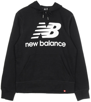 New Balance Lichtgewicht Essentials Stacked Logo Pullover Hoodie met capuchon New Balance , Black , Heren - Xl,M