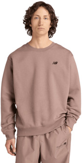 New Balance Linear Graphic Crew Sweatshirts Heren - Bruin - Maat XL - Katoen Jersey Brown