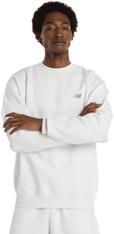 New Balance Linear Graphic Crew Sweatshirts Heren - Wit - Maat M - Katoen Jersey White
