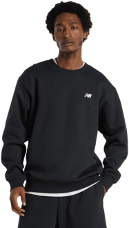 New Balance Linear Graphic Crew Sweatshirts Heren - Zwart - Maat XS - Katoen Jersey Black