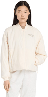 New Balance Linear Heritage Woven Bomber Jacket Jassen Dames - Beige - Maat XS - Nylon