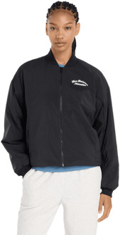 New Balance Linear Heritage Woven Bomber Jacket Jassen Dames - Zwart - Maat L - Nylon Black