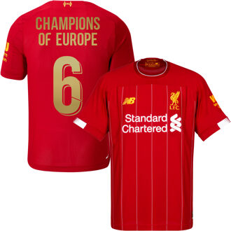 New Balance Liverpool Shirt Thuis 2019-2020 + Champions of Europe 6 - M