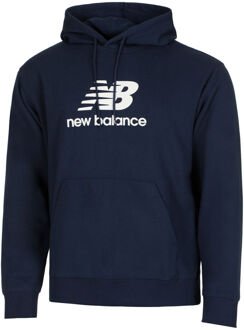 New Balance Logo French Terry Hoodie Sweater Met Capuchon Heren donkerblauw