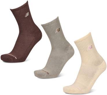 New Balance Midcalf 3 Pack Sokken Unisex - Bruin - Maat 39-42 - Katoen Brown