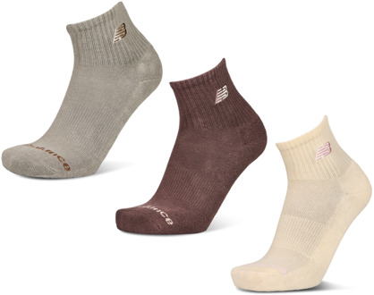 New Balance Midcalf 3 Pack Sokken Unisex - Bruin - Maat 39-42 - Katoen Brown