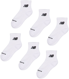 New Balance Quarter 6 Pack Sokken Unisex - Wit - Maat 35-38 - Katoen White