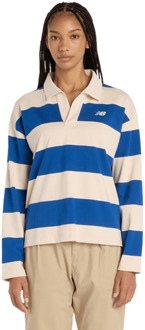 New Balance Rugby Long Sleeve Sweatshirts Dames - Blauw - Maat XS - Katoen Jersey Blue