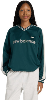 New Balance Satin Woven Pullover Sweatshirts Dames - Groen - Maat XL - Poly Jersey Green