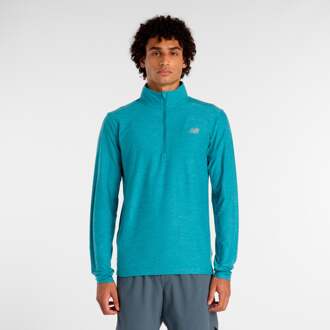 New Balance Space Dye 1/4 Zip Longsleeve Heren turkoois - M
