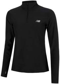 New Balance Space Dye Quarter Zip Longsleeve Dames-Zwart - XS