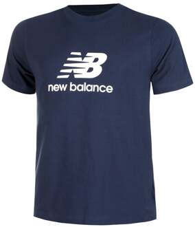 New Balance Stacked Logo Tee T-shirt Heren donkerblauw