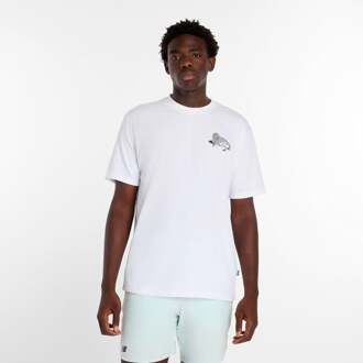 New Balance Tennis Graphic T Shirt T-shirt Heren-wit, zwart