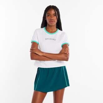 New Balance Tennis Practice T-shirt Dames-wit, groen - M