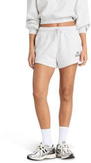 New Balance Terry Korte Broeken Dames - Grijs - Maat L - Katoen Jersey Grey