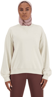 New Balance Terry Sweatshirts Dames - Beige - Maat S - Katoen Jersey