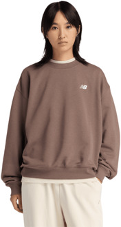 New Balance Terry Sweatshirts Dames - Beige - Maat S - Katoen Jersey