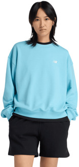 New Balance Terry Sweatshirts Dames - Blauw - Maat L - Katoen Jersey Blue