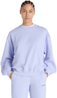New Balance Terry Sweatshirts Dames - Paars - Maat M - Katoen Jersey Purple