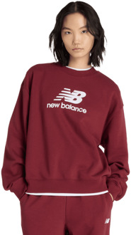 New Balance Terry Sweatshirts Dames - Rood - Maat L - Katoen Jersey Red
