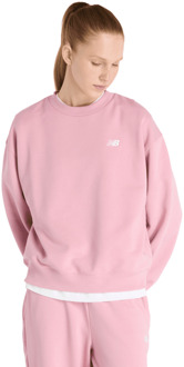 New Balance Terry Sweatshirts Dames - Roze - Maat XS - Katoen Jersey Pink
