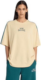 New Balance Trackside Oversized T-shirt T-shirts Dames - Bruin - Maat XL - Katoen Jersey Brown