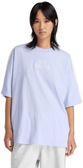 New Balance Trackside Oversized Tee T-shirts Dames - Paars - Maat XS - Katoen Jersey Purple