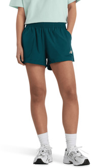New Balance Trackside Woven Short Korte Broeken Dames - Groen - Maat L - Poly Jersey Green