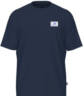 New Balance Woven Label Casual T-shirt Heren L Donkerblauw