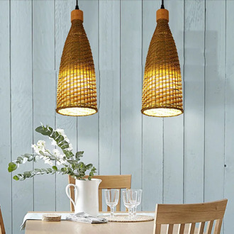New Bamboo Pendant Light For Restaurant kitchen living room hotel room Retro Art Decoration Chandelier Lamps Dome Lampshade
