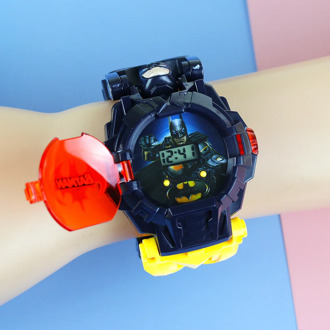 New Batman kids Toy Watches Boys Deformation Robot Electronic Cartoon Led Child Watch girls wristwatch